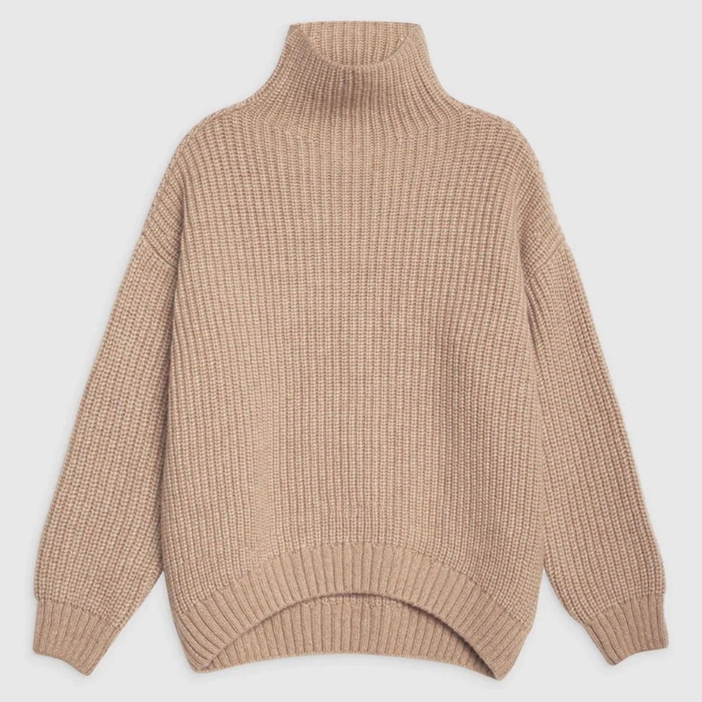 Anine Bing Sydney Tan Turtleneck Sweater